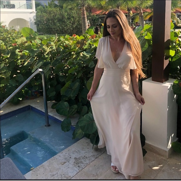 Dearly Loved Cream Flutter Sleeve Maxi Dress - Picture 8 of 8